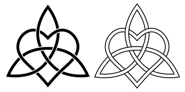 Знак вечной любви сердце переплетается с цветком лотоса, векторный знак бесконечной любви и верности сердечность
 - Вектор,изображение