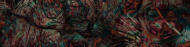 elvont művészet színes vonalak véletlenszerű eloszlás Számítógépes generatív művészet fekete háttér   - Fotó, kép