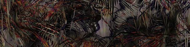 abstracte kunst kleurrijke lijnen willekeurige verdeling Computational Generative Art op zwarte achtergrond   - Foto, afbeelding