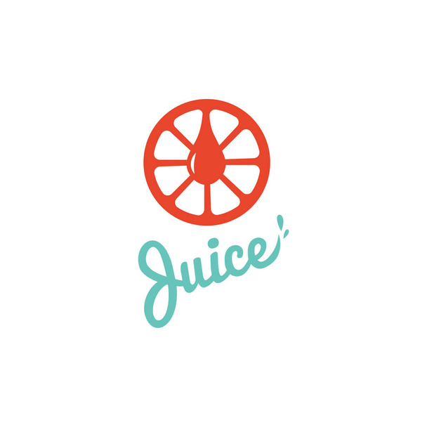 The inscription juice. Elegant logo with orange juice. The brand of orange juice. Orange juice logo with the inscription. Natural juice. Juice Factory logo. Transport Business for fresh juice logo. - Vector, Image