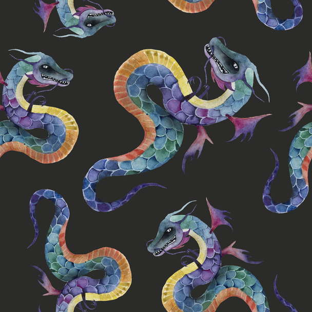 seamless pattern with dragons texture, textured, traditional, wallpaper - Φωτογραφία, εικόνα