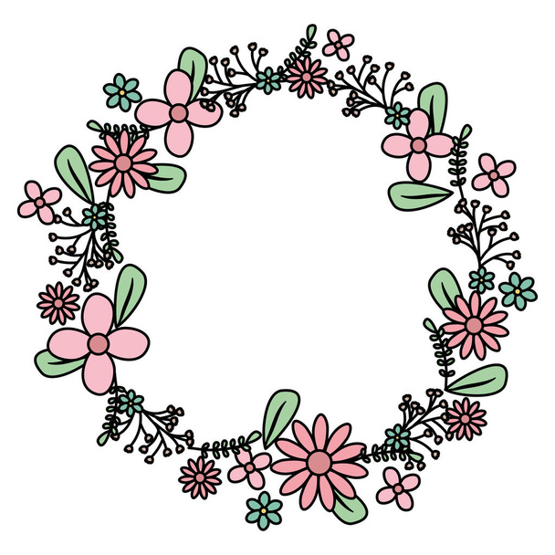 flowers and leafs wreath crown - Vector, Image