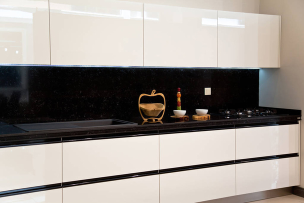 Interior of luxurious modern kitchen white cabinets - Photo, Image