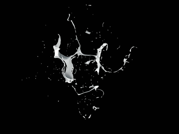 White splash isolated black background. 3d illustration, 3d rend - Photo, Image