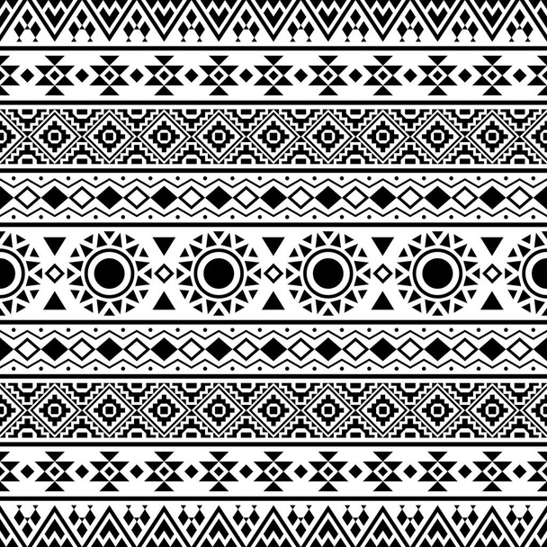 Patrón étnico tribal en color blanco y negro. Diseño para fondo o marco - Vector, imagen