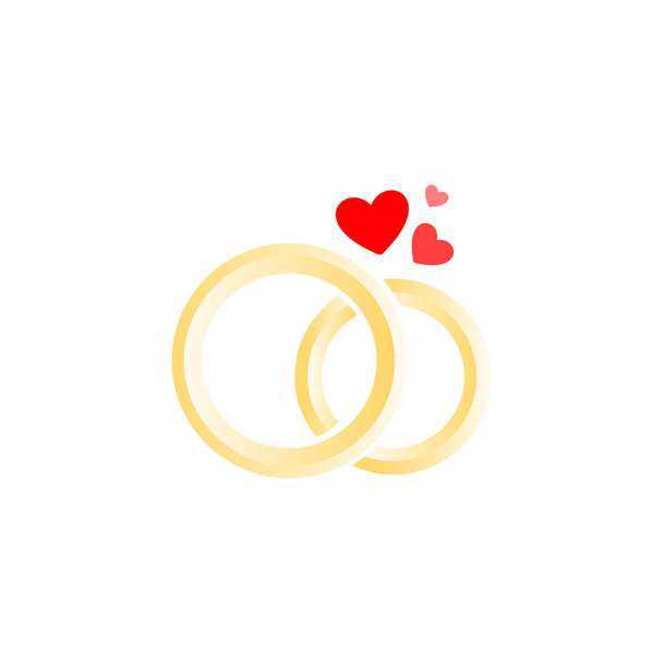 結婚指輪のベクトル絶縁ロゴを設計しました。ジュエリーショップ。結婚式のシンボル婚姻代理店の看板. - ベクター画像
