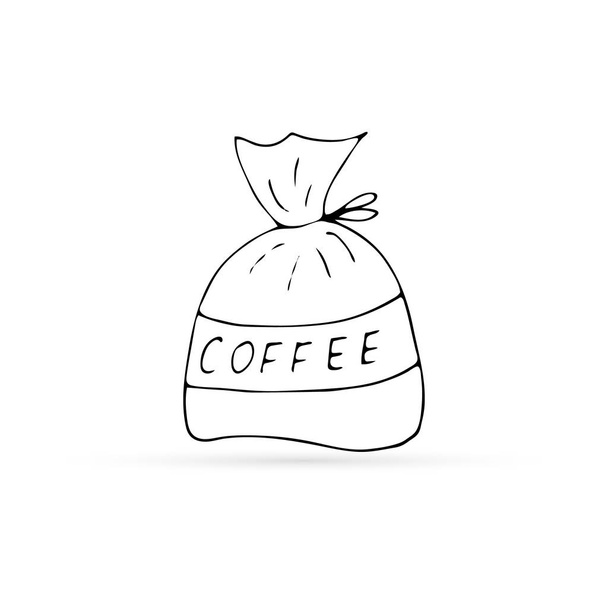 doodle sac de café isolé, contour enfants dessin à la main ligne d'art, croquis nourriture, illustration vectorielle
 - Vecteur, image
