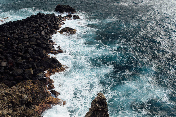 Breaking waves on the coast of Tenerife island, Canary islands, Atlantic ocean, Spain - Foto, Imagen