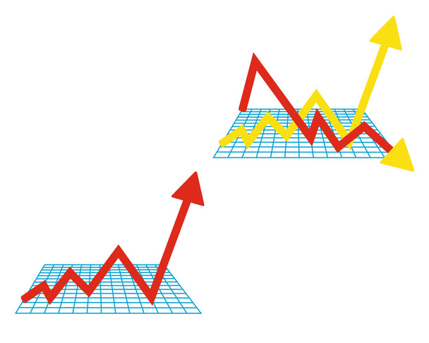 Grafy růstu a poklesu prodeje - Vektor, obrázek