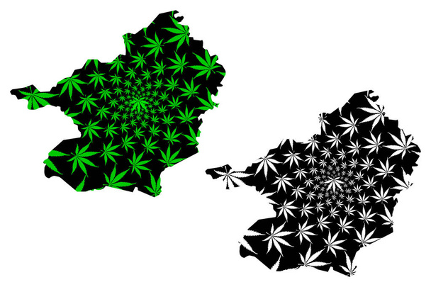 Lacs District (Costa de Marfil, República de Costa de Marfil) map is designed cannabis leaf green and black, Lacs map made of marijuana (marihuana, THC) foliag
 - Vector, Imagen
