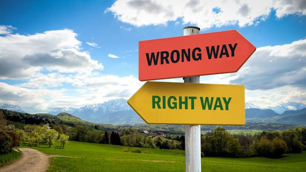 Вуличний знак до RIGHT WAY проти WRONG WAY
 - Фото, зображення
