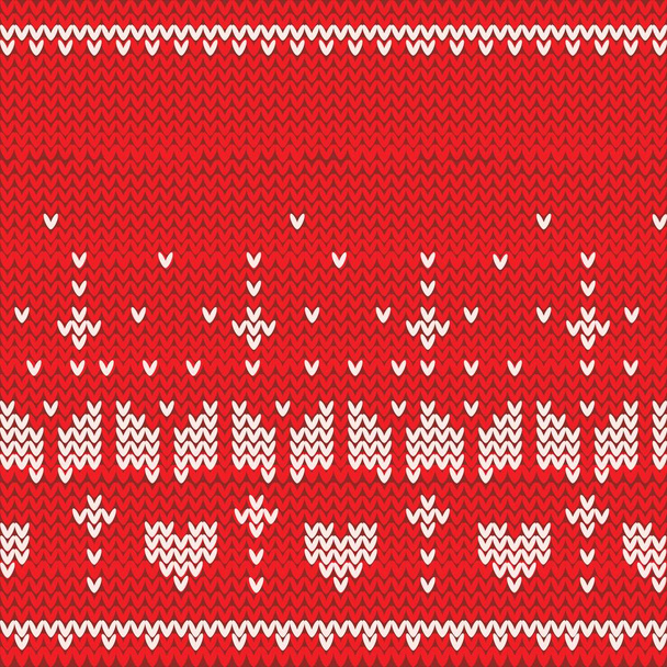 Ugly sweater Merry Christmas Happy New Year Vector illustration knitted background seamless pattern folk style scandinavian ornaments. - Vektor, obrázek