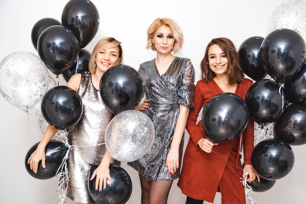 Women's party with champagne and balls - 写真・画像