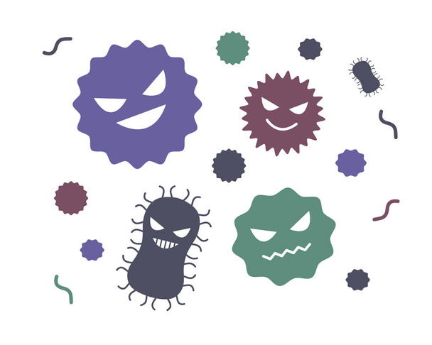 Diverse misvormde virusbacteriën illustraties - Vector, afbeelding