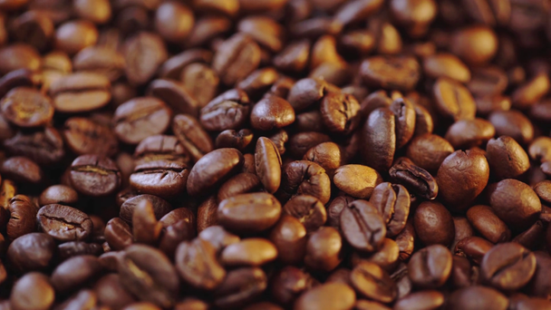 close up of brown roasted coffee beans  - Footage, Video