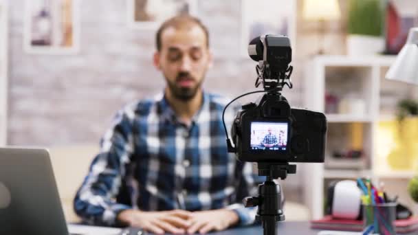 Creative young man talking in front of camera - Footage, Video