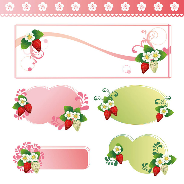 background decoration set of strawberry - Вектор,изображение