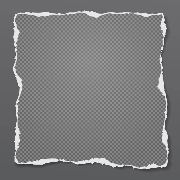 Piece of torn squared grey paper with soft shadow is on black background for text. Vector illustration - Vector, Image