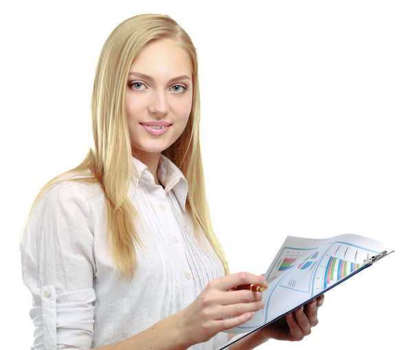 Portrait of the business woman with folder - Photo, image