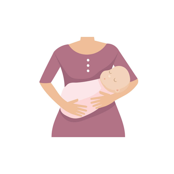 Mother with a baby girl. Flat vector illustration - ベクター画像