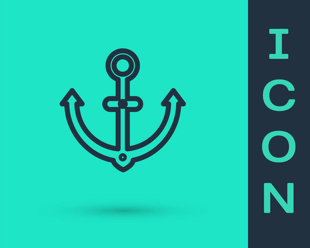 Black line Anchor icon isolated on green background. Vector Illustration - Vector, Image