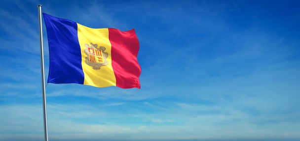 The National flag of Andorra - Photo, Image