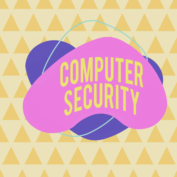 Writing note showing Computer Security. Business photo showcasing protection of computer systems from theft or damage Asymmetrical format pattern object outline multicolor design. - Photo, Image