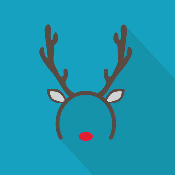 Рождественская маска с оленьими рогами и иконой из красного носа - векторным илу
 - Вектор,изображение