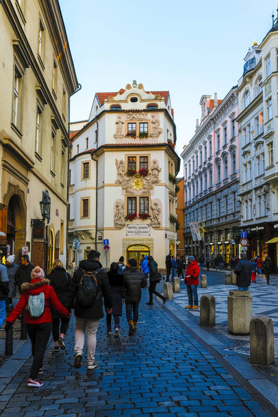 Prague, Czech Republic - November, 22, 2019: image of a street in the old part of Prague - Φωτογραφία, εικόνα