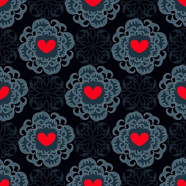 Valentine's day pattern. Seamless vector background with abstract shape, hearts.  Can be used for wallpapers, fill images, web page, background, surface - Vektor, obrázek