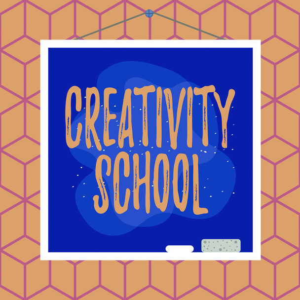 Conceptual hand writing showing Creativity School. Business photo text students are able to use imagination and critical thinking Asymmetrical uneven shaped pattern object multicolour design. - Foto, immagini
