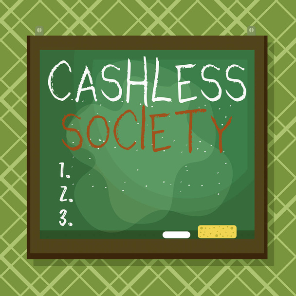 Word writing text Cashless Society. Business concept for financial transactions are executed in electronic format Asymmetrical uneven shaped format pattern object outline multicolour design. - Photo, Image