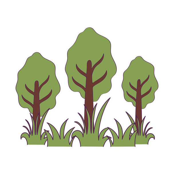 Izolované sezónní stromy a keře vektorový design - Vektor, obrázek