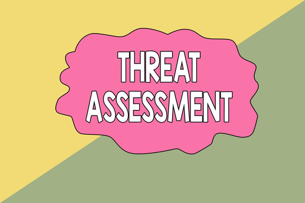 Conceptual hand writing showing Threat Assessment. Business photo showcasing determining the seriousness of a potential threat Geometric Background Triangles for Business Presentations. - Photo, Image