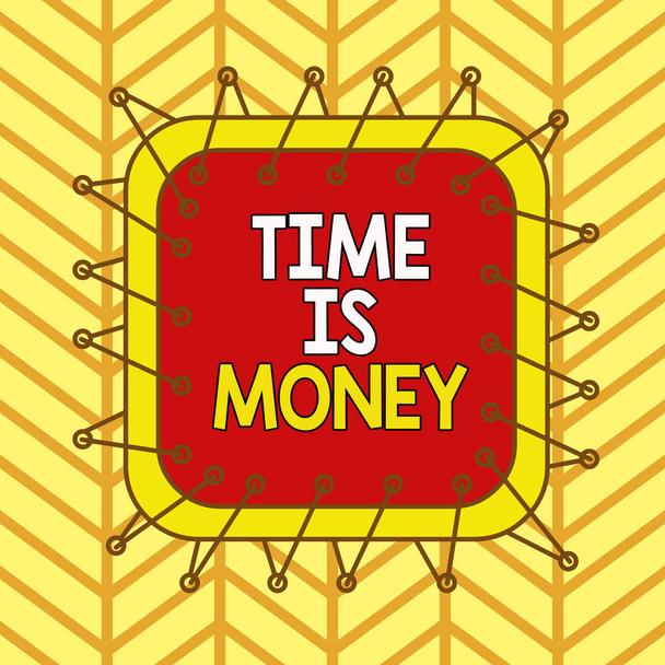 Píšu poznámku "Čas jsou peníze". Business photo showcasing Lepší dělat věci co nejrychleji Nezdržujte asymetrický nerovnoměrný tvar vzorového objektu vícebarevný design. - Fotografie, Obrázek
