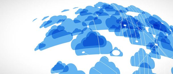 Cloud-technologie. Geïntegreerde digitale webconcept achtergrond - Vector, afbeelding