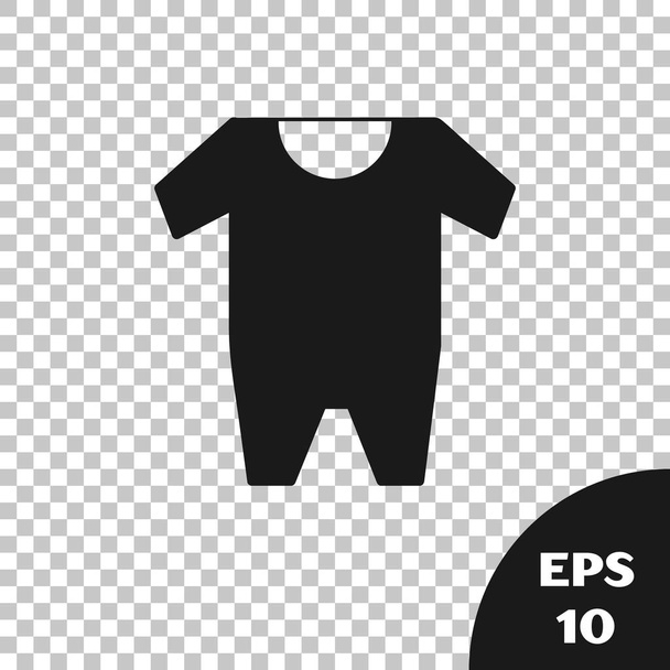 Μαύρο σύμβολο ρούχα μωρών απομονώνεται σε διαφανές φόντο. Βρεφικά ρούχα για το κοριτσάκι και το αγόρι. Κορμάκι μωρών. Απεικόνιση διανυσματικών φορέων - Διάνυσμα, εικόνα