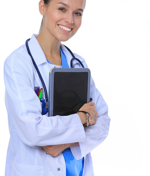 Beautiful young female with tablet computer. Woman doctors - Foto, imagen