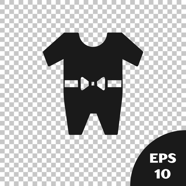 Черный Baby иконка одежды изолированы на прозрачном фоне. Детская одежда для малыша и мальчика. Детский купальник. Векторная миграция
 - Вектор,изображение