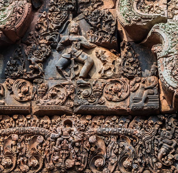 Бантей-Срей храм Ангкорян в Камбодже Siem Reap
,  - Фото, изображение