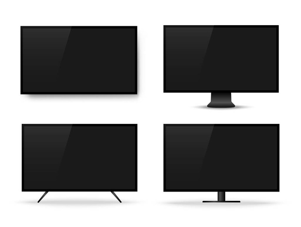 Tela de televisão realista no fundo. TV, moderno lcd tela em branco, levou
 - Vetor, Imagem