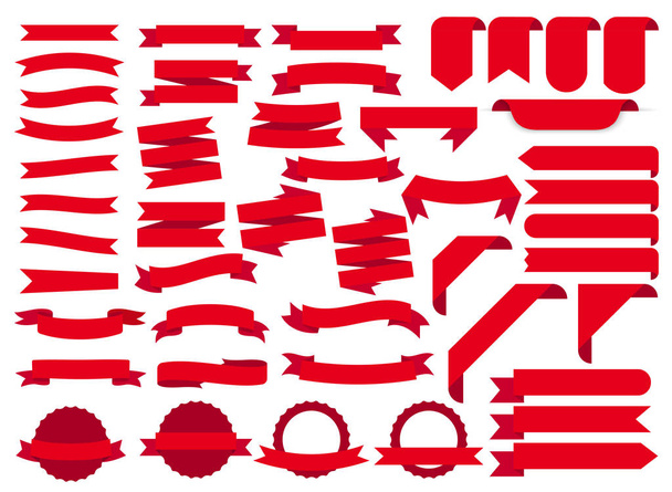 Červená stuha bannery, šablony štítky nastaveny. Prázdné pro dekorační grafiku. Vektorová ilustrace - Vektor, obrázek