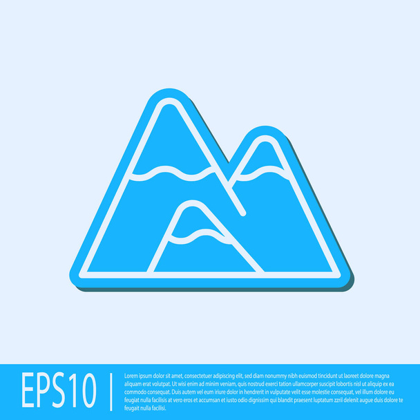 Mavi çizgi dağ ikonu gri arkaplanda izole edildi. Zaferin ya da başarının sembolü. Vektör İllüstrasyonu - Vektör, Görsel