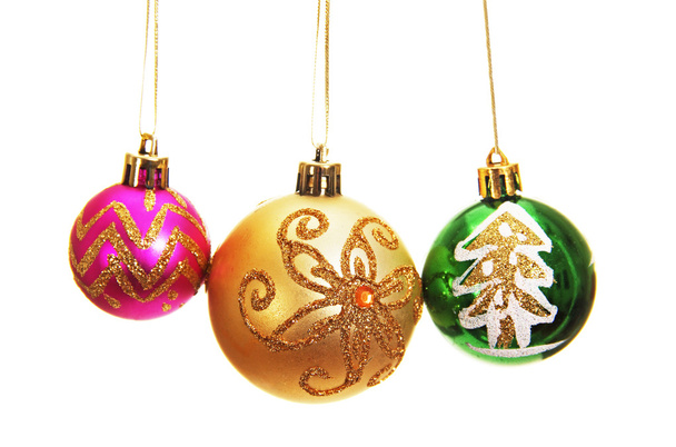 tři barevné vánoční koule. - Fotografie, Obrázek