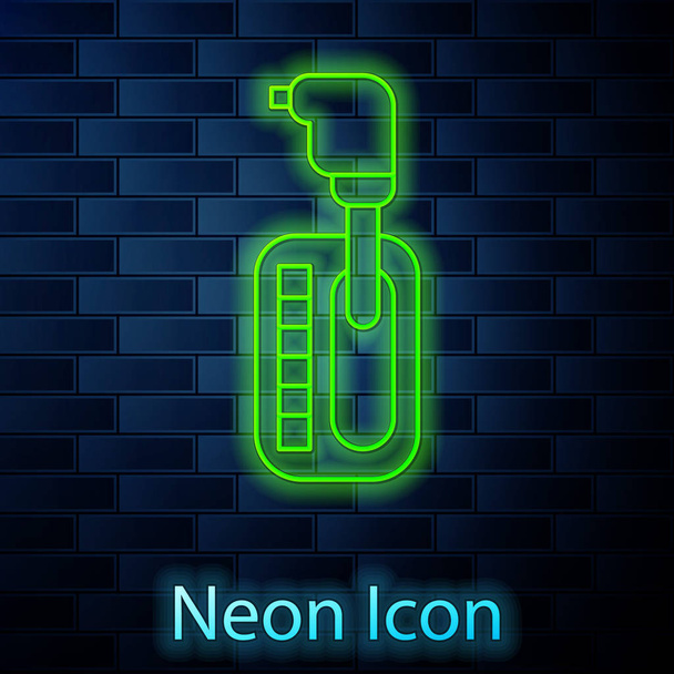 Glowing neon line Gear shifter icon isolated on brick wall background. Transmission icon. Vector Illustration - Vector, Image