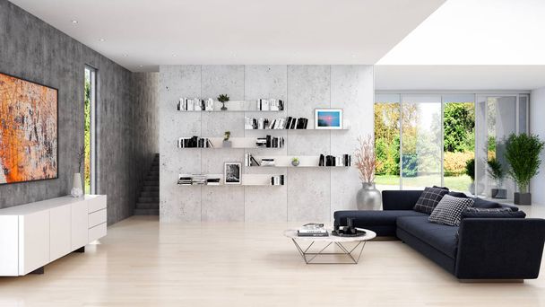 large luxury modern minimal bright interiors room mockup illustr - Photo, Image