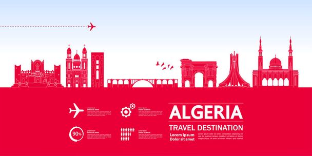 Cezayir seyahatinin varış noktası büyük vektör çizimi.  - Vektör, Görsel