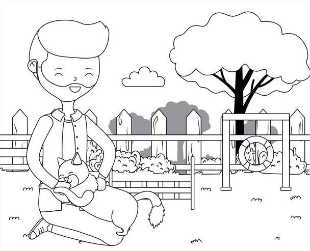 Хлопчик з дизайном мультфільмів для котів
 - Вектор, зображення