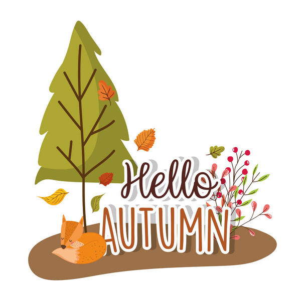 こんにちは秋の季節フラットデザイン - ベクター画像