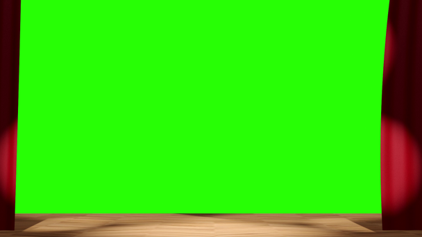 Screensaver theatrale overgang tussen frames op een groene achtergrond. Alfa kanaal, groen scherm - Video